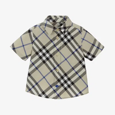 Burberry Baby Boys Grey Check Cotton Shirt In Gray