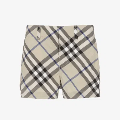 Burberry Baby Boys Grey Check Cotton Shorts