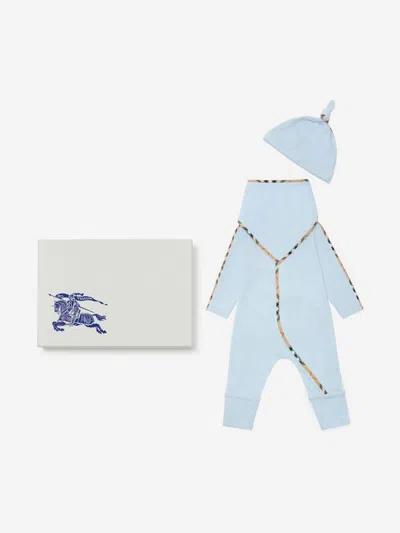 Burberry Baby Boys Hamilton Romper Gift Set In Blue