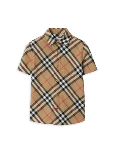 Burberry Baby Boy's, Little Boy's & Boy's Check Short-sleeve Shirt In Brown