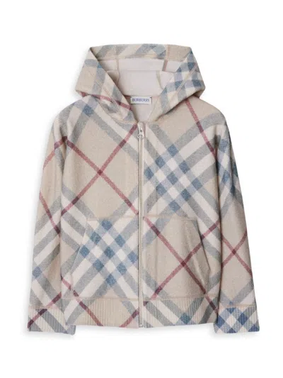 Burberry Baby Boy's, Little Boy's & Boy's Check Zip-up Knit Hoodie In Pale Stone Check