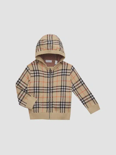 Burberry Baby Boy's, Little Boy's & Boy's Wool Check Knit Hoodie In Brown