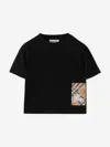 Burberry Boy's Cedar Ekd Label Short-sleeve Cotton T-shirt In Black