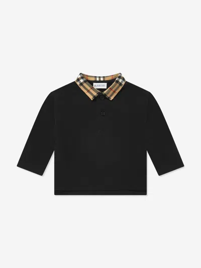 Burberry Kids'  Baby Boys Mini Johane Long Sleeve Polo Shirt In Black