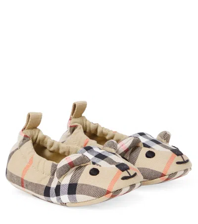 Burberry Baby  Check Canvas Slip-on Shoes In Multi