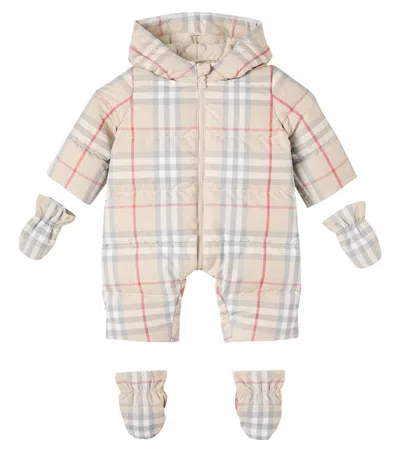 Burberry Baby  Check Down Snowsuit In Neutral