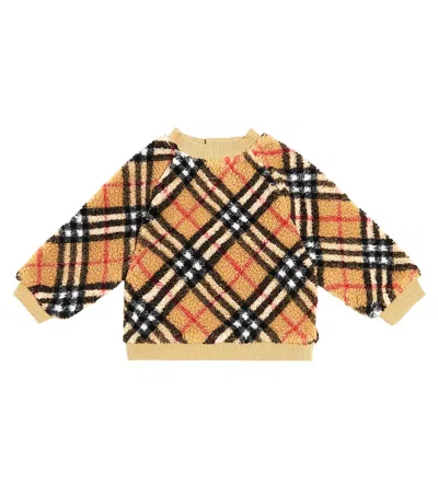 Burberry Baby  Check Fleece Sweatshirt In Beige