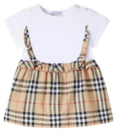 Burberry Baby  Check Ruffled Cotton-blend Dress In White