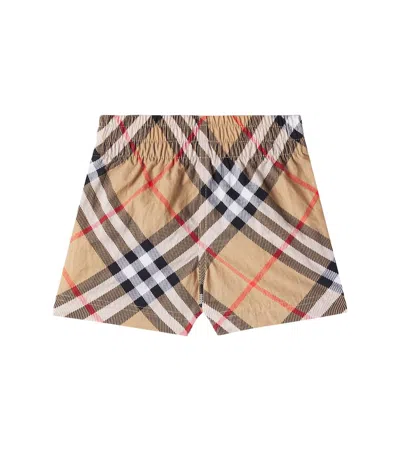 Burberry Baby  Check Swim Trunks In Neutral
