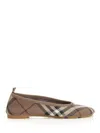 Burberry Knit Baby Nylon Blend Ballerinas With Knitted Traditional Check In Sand