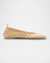 Burberry Beige Check Knit Ballerinas With Rubber Sole In Teacup Ip Check