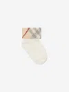 Burberry Baby Check Turn Back Socks Set In White