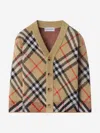 Burberry Baby Check Wool Cardigan In Neutral