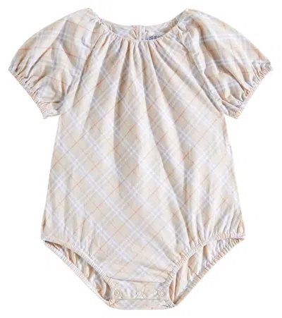 Burberry Baby Checked Bodysuit In Beige