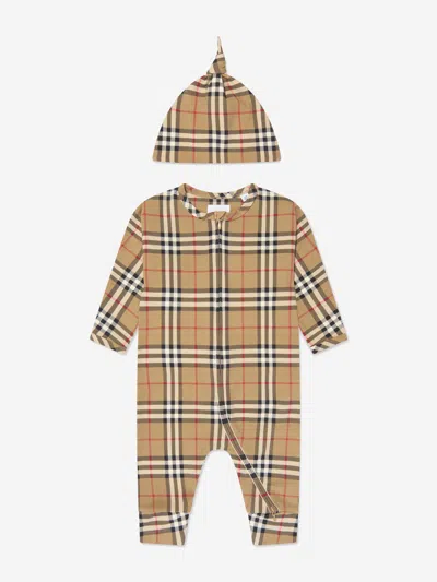 Burberry Baby Claude Romper Set In Beige