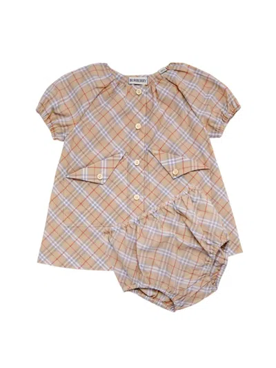 Burberry Baby Girl's 2-piece Check Dress & Bloomers Set In Pale Stone Check