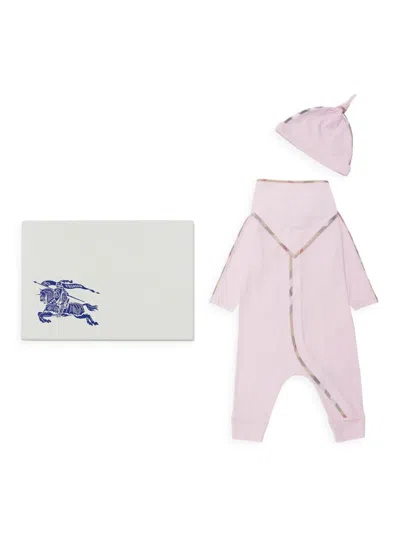 Burberry Baby Girl's 3-piece Stretch Cotton Gift Set In Pink