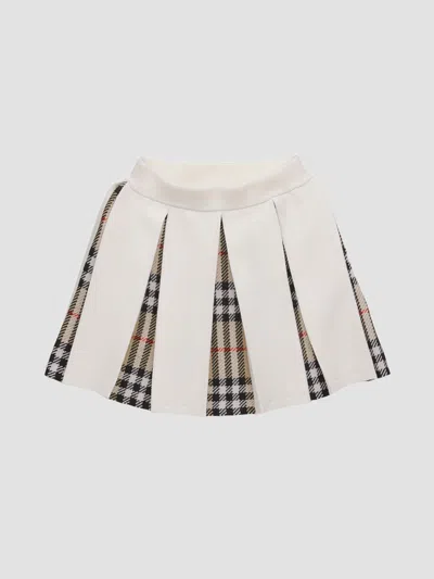 Burberry Baby Girl's & Girl's Wool Check Pleated Skirt In White