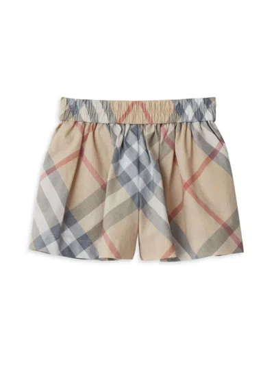 Burberry Baby Girl's Check Shorts In Pale Stone Check