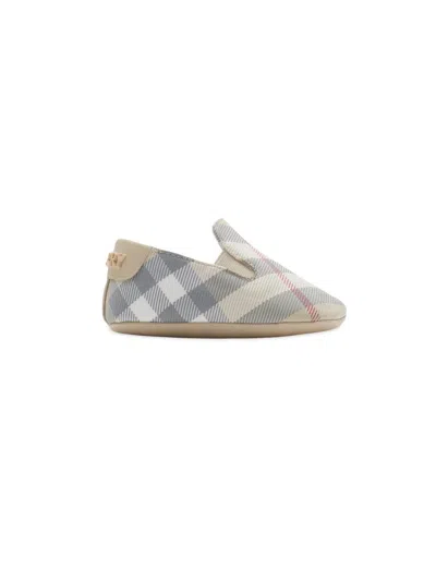 Burberry Babies' Check-print Crib Shoes In Neutrals