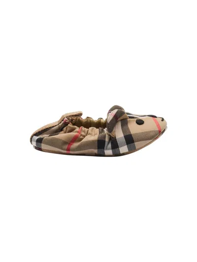 Burberry Baby Girl's Marlow Thomas Bear Check Cotton Booties In Multi