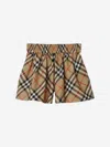 Shop Burberry Baby Girls Archive Check Marcy Shorts In Beige