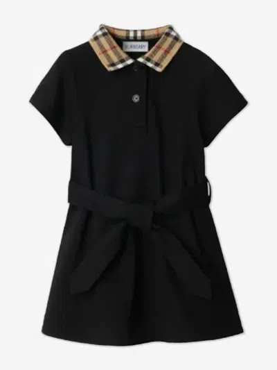 Burberry Kids'  Baby Girls Astrid Check Collar Jersey Dress In In Black