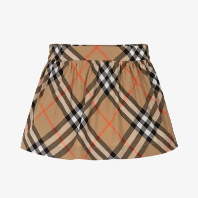 Burberry Baby Girls Beige Cotton Check Skirt