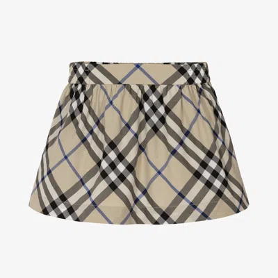 Burberry Baby Girls Grey Check Cotton Skirt In Brown