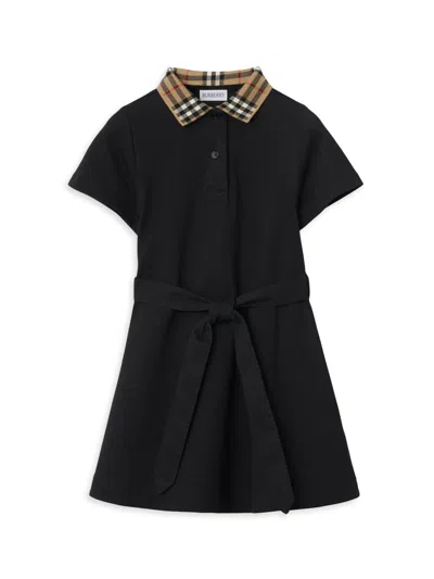 Burberry Baby Girl's, Little Girl's & Girl's Check Collar Polo Shirtdress In Black