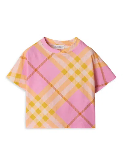 Burberry Baby Girl's, Little Girl's & Girl's Check Crewneck T-shirt In Carnation Pink Check