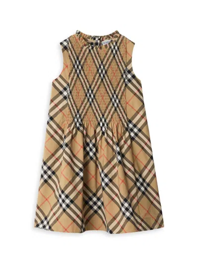 Burberry Baby Girl's, Little Girl's & Girl's Check Smocked Sleeveless Dress In Brown