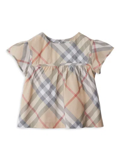 Burberry Baby Girl's, Little Girl's & Girl's Girl's Zoey Check Blouse In Pale Stone Check