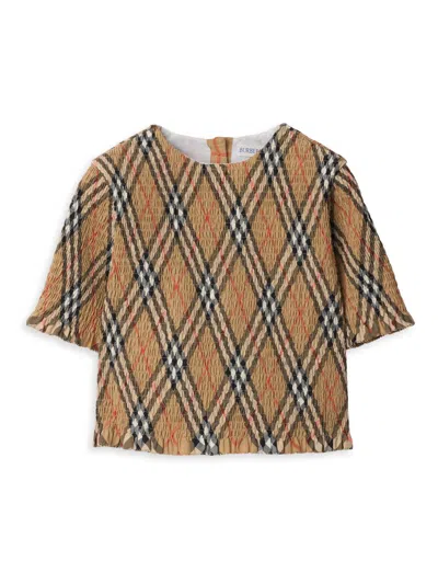 Burberry Baby Girl's, Little Girl's & Girl's Madeline Smocked Check Top In Brown