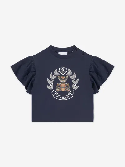 Burberry Baby Girls Blue Cotton Crest T-shirt