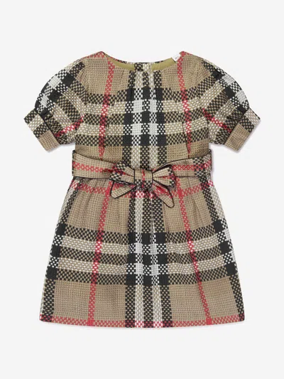 Burberry Baby Girls Beige Silk Check Dress