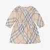 Burberry Baby Girls Pale Beige Organic Cotton Check Dress In Beige