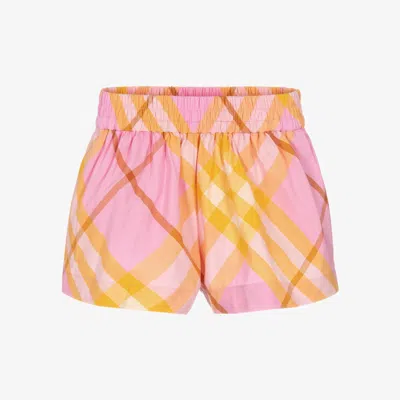 Burberry Baby Girls Pink & Yellow Check Shorts