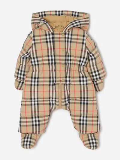 Burberry Baby Harper Check Down Padded Snowsuit In Neutral
