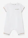 Burberry Baby Jenson Check Trim Romper In White