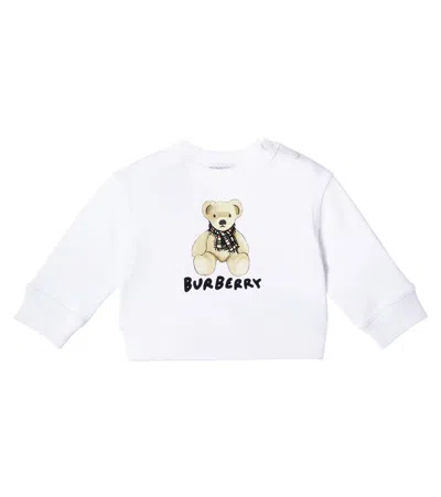 Burberry Baby Logo Printed Cotton Jersey Sweatshirt In Neutral