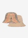 Burberry Baby Reversible Bucket Hat In Beige
