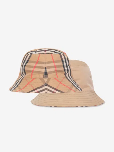 Burberry Baby Reversible Bucket Hat In Beige