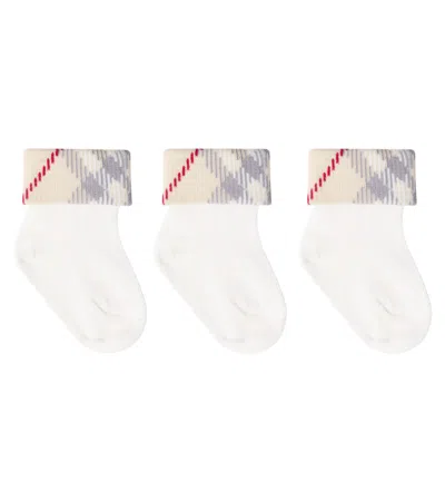 Burberry Baby Set Of 3 Cotton-blend Socks