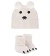 Burberry Baby Set Of Cotton-blend Beanie And Booties In Neutral