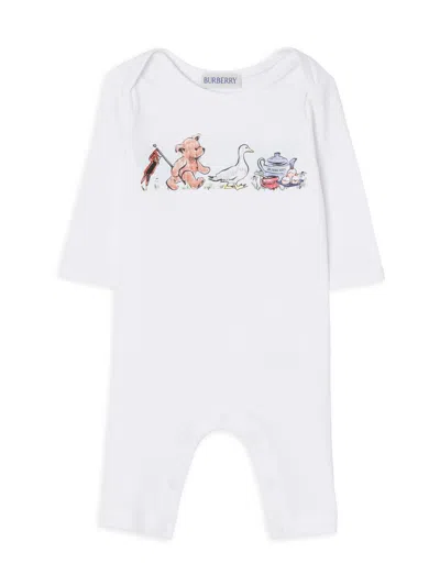 Burberry Baby's Thomas Bear Cotton Coveralls In White