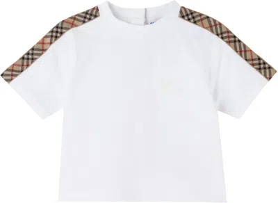 Burberry Baby White Check Trim Cotton T-shirt