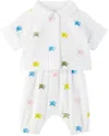 Burberry Baby White Ekd Shirt & Trousers Set In Multicolour Ip Pttn