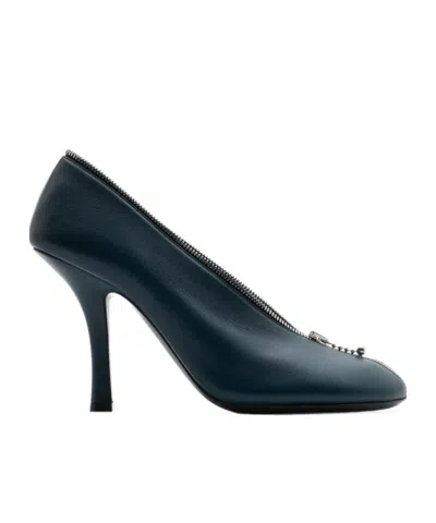 Burberry Baby Zip 100mm Leather Pumps In Blue