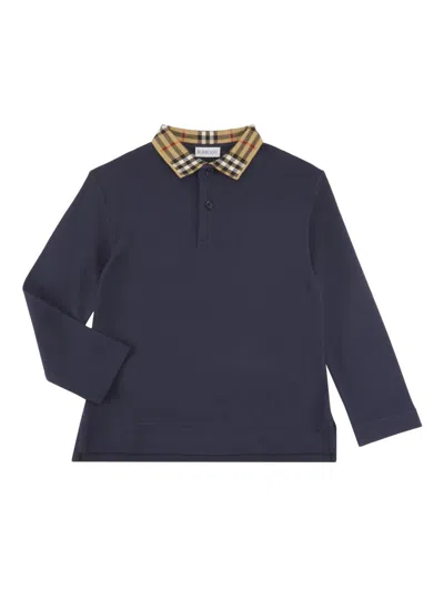 Burberry Baby's, Little Boy's & Boy's Check Long-sleeve Polo Shirt In Blue
